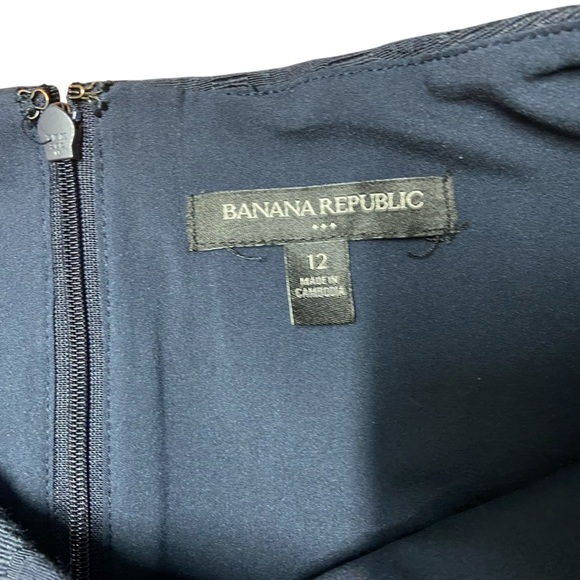 Banana Republic Textured Sleeveless Sheath Dress Size 12 Navy Career Classic - Picture 7 of 11